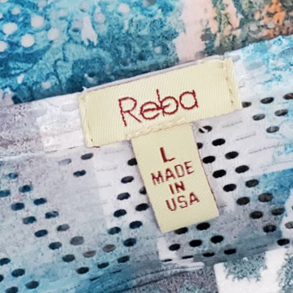 Reba Orange Blue Multicolor Layered Lined 3/4 Sleeve Tunic Large - Picture 5 of 9